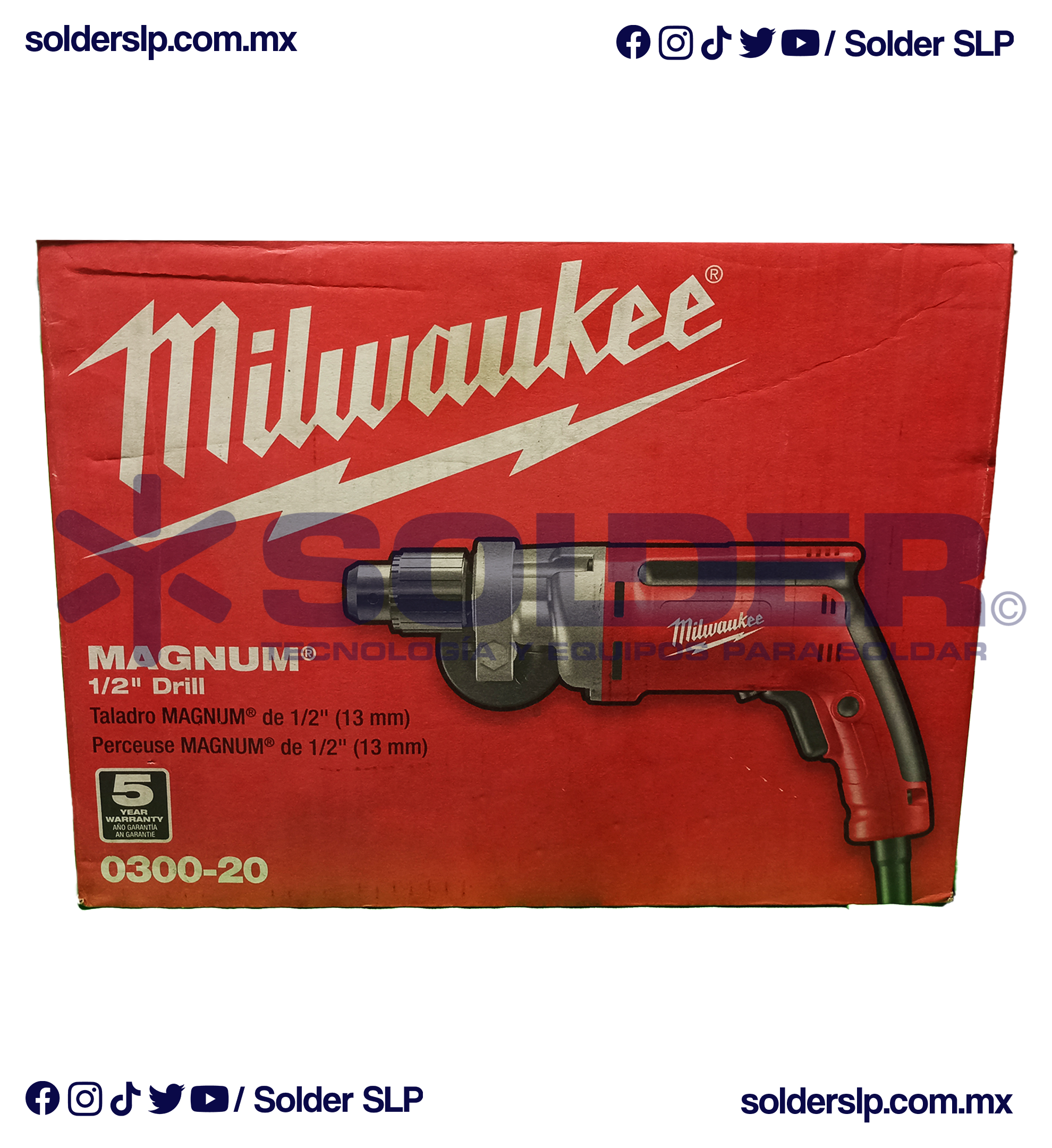 Taladro Milwaukee Magnum De 1/2 960 Amp Cod Mil-0300-20 - Solder©  Tecnología y Equipos Para Soldar