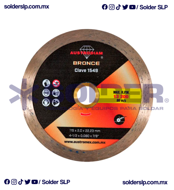 DISCO DE CORTE 4 1/2" RIN CONTINUO DE DIAMANTE BRONCE COD. AUS 1549