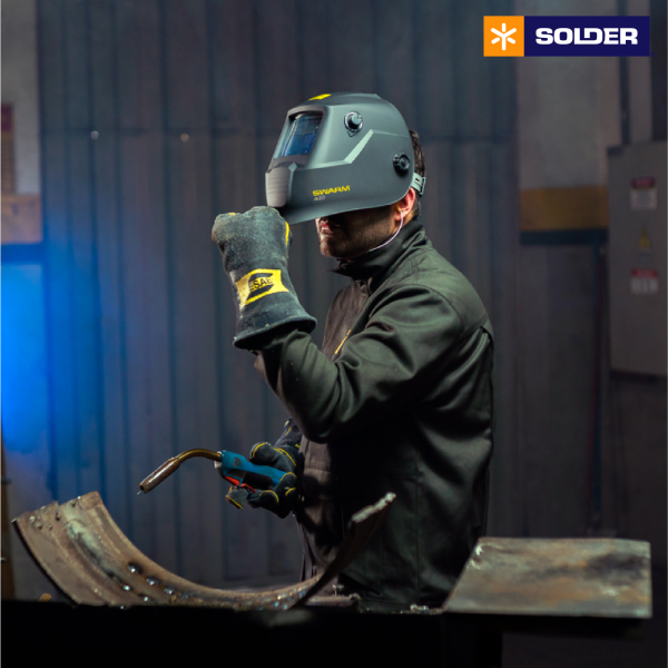 Careta Electrónica ESAB SWARM A20 + Guantes Afelpados Azul Safe 100 - Imagen 5