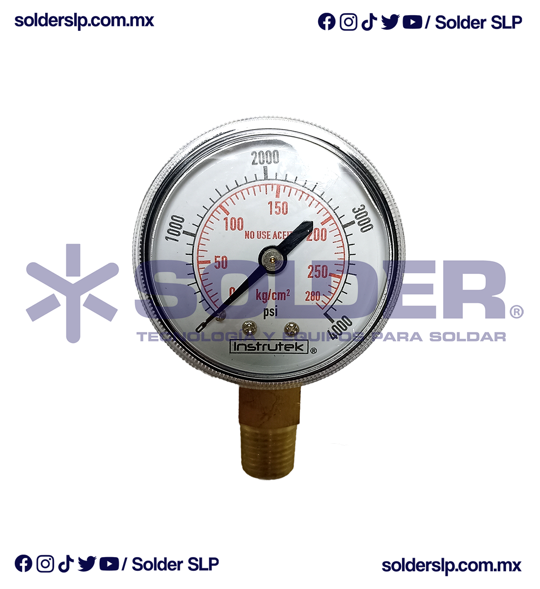 Manometro Alta Presion 0-280Kgs Alta/Oxigeno (51.600N.4000) - Solder©  Tecnología y Equipos Para Soldar