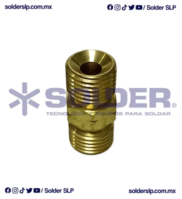 NIPLE PARA UNIR MANGUERA 1/4 DE 2 ROSCAS ACETILENO ESTRIADO COD 21-45