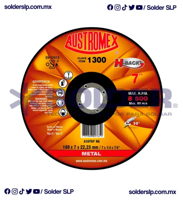 Disco De Desbaste 7" H. Back Cod. Aus-1300
