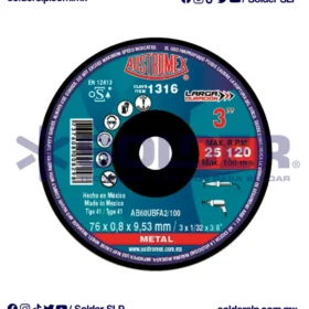 Disco De Corte 3" Mototol Y Taladro 3 X 1/32 X 3/8 Cod. Aus 1316