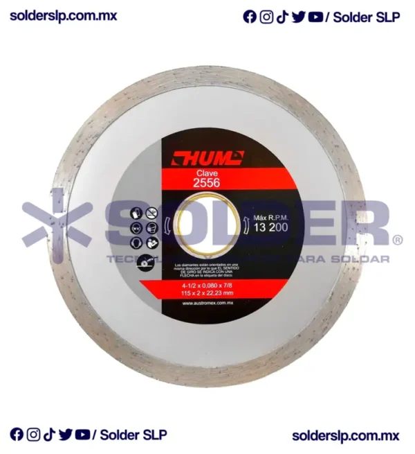 Disco De Corte 4-1/2" Rin Continuo De Diamante Cod. Aus 2556