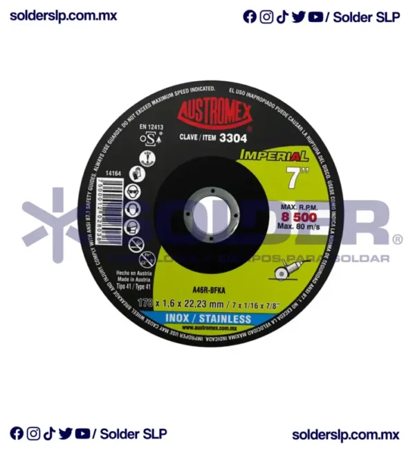 Disco De Corte 7" Inox Plano Cod. Aus-877