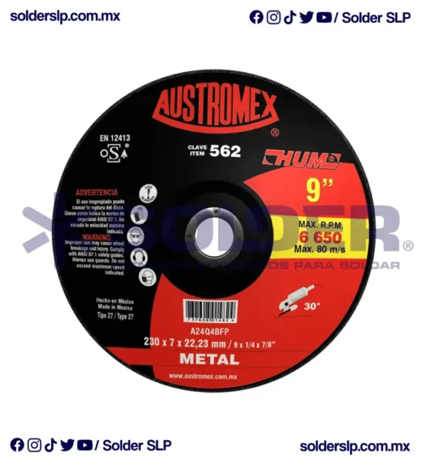 Disco De Desbaste 9" Hum Cod. Aus-562