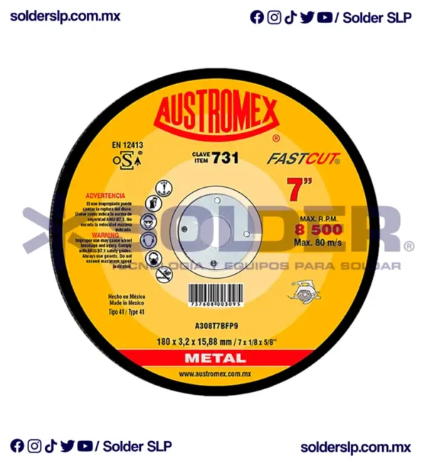 Disco De Corte 7" De Metal Sierra Circ Fastcut Cod. Aus 731