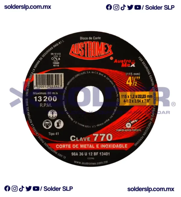 Disco De Corte 4 1/2 Austro Max Cod. Aus-770