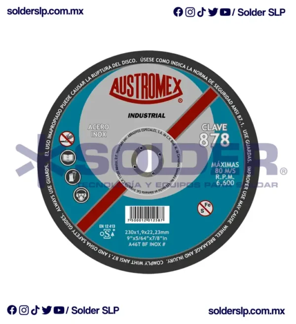 Disco De Corte 9" X5/64 X 7/8 Premium Para Inox Cod. Aus-874
