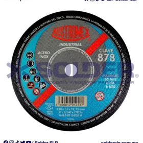 Disco De Corte 9" X5/64 X 7/8 Plano Industrial Para Inox Cod. Aus 878