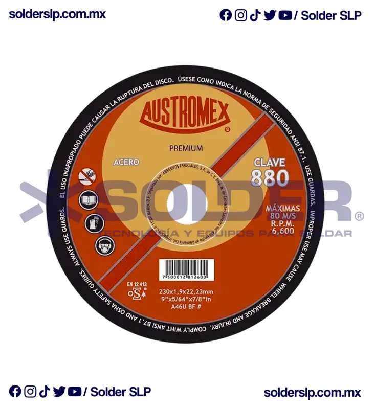 Disco De Corte 9" X5/64 X 7/8 Premium Para Metal Cod. Aus-880