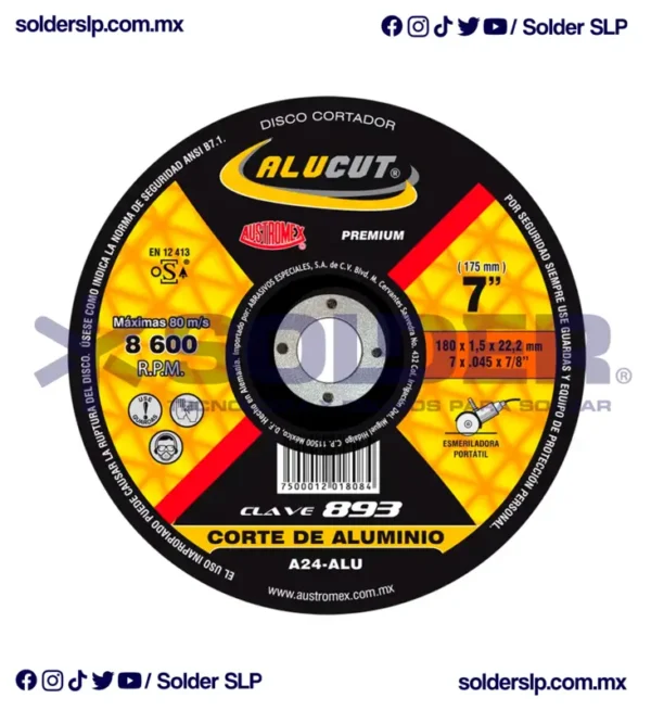 Disco De Corte 7" Para Aluminio Alucut Cod. Aus-893