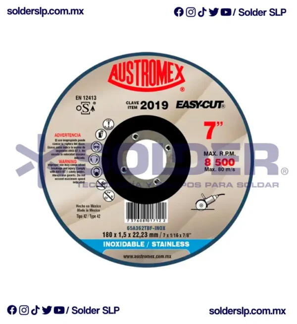 Disco De Corte 7" X1/16 X 7/8 Cod. Aus 2019