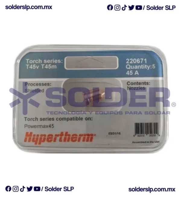 Boquilla De Plasma Power Max 45 Tipo Hypertherm Cod. 220671 - Imagen 2
