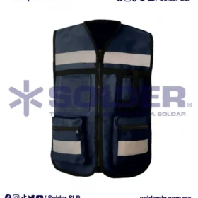 Chaleco De Seguridad Azul Marino De Tela Con Reflejantes
