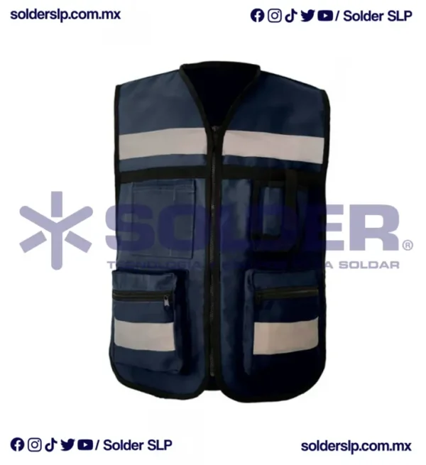 CHALECO DE SEGURIDAD AZUL MARINO DE TELA CON REFLEJANTES