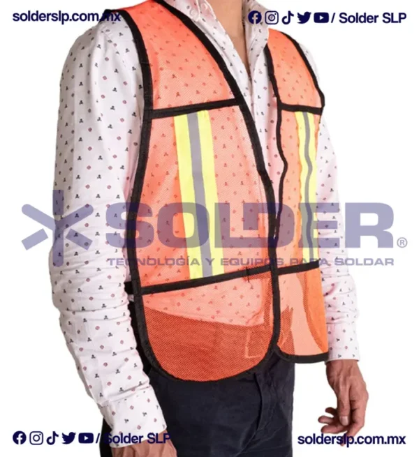 Chaleco De Seguridad Naranja De Malla Con Reflejantes Cod. 8M4-S100B - Imagen 2