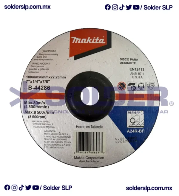 DISCO DESBASTE 7" MAKITA COD. MAA- B44286