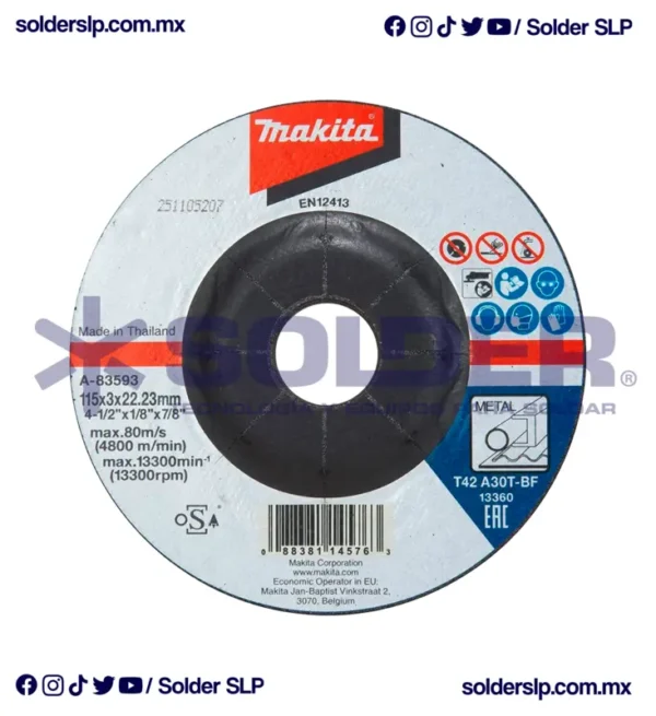 DISCO DE CORTE DE 4 -1/2" MAKITA COD. A-83593 CONCAVO