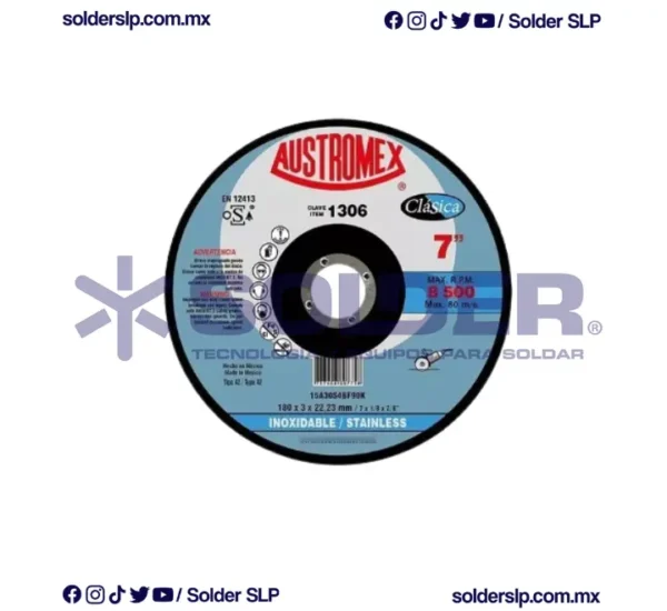 Disco De Corte 7" Acero Inox Cod. Aus 1306