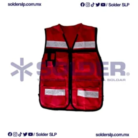 Chaleco De Seguridad Rojo De Tela Con Reflejantes