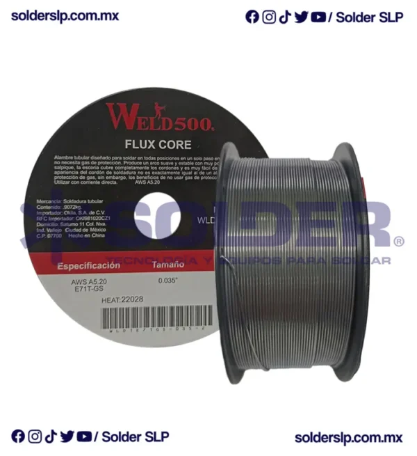 ROLLO DE MICROALAMBRE TUBULAR .035 2 LBS (.908 KG) WELD 500