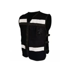 Chaleco De Seguridad Negro De Tela Con Reflejantes
