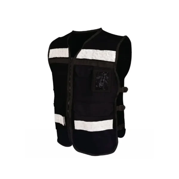 Chaleco De Seguridad Negro De Tela Con Reflejantes