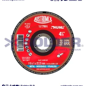 DISCO DE CORTE 4-1/2" PARA ACERO HUM COD. AUS 781