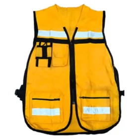 Chaleco De Seguridad Amarillo Mostaza De Tela Con Reflejante