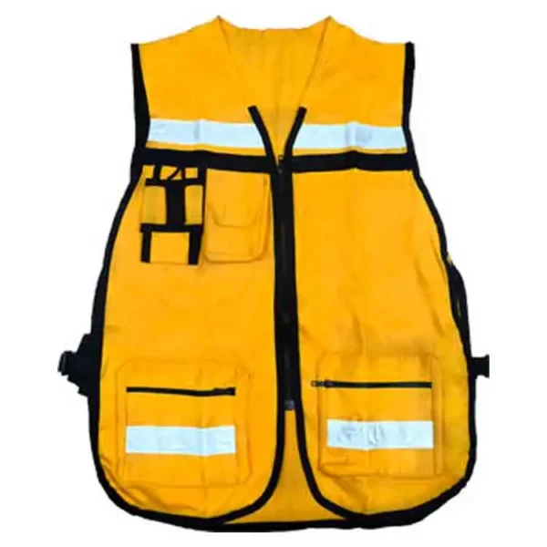Chaleco De Seguridad Amarillo Mostaza De Tela Con Reflejante