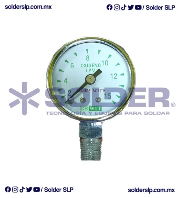 Manometro Med. Mini 0-15Lts. 1.5" X 1/8 Rosca Inferior..