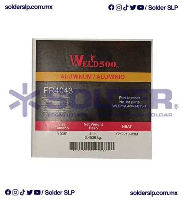 ROLLO DE MICROALAMBRE DE ALUMINIO 4043 .035 C/1 LB WELD 500 COD. WLD1A-4043-035-1 - Imagen 3