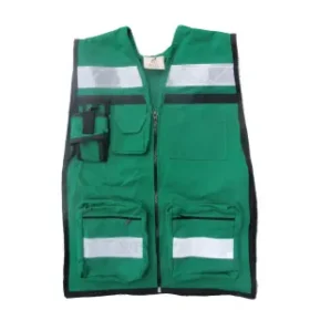 Chaleco De Seguridad Verde De Tela Con Reflejante